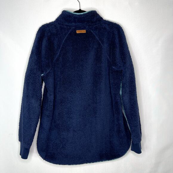 Southern Tide Laura Button Neck Fleece Pullover blue sherpa button neck Large - Picture 9 of 14